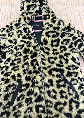 Kapüşonlu Leopar Desenli Kadın Mont - Görsel 2