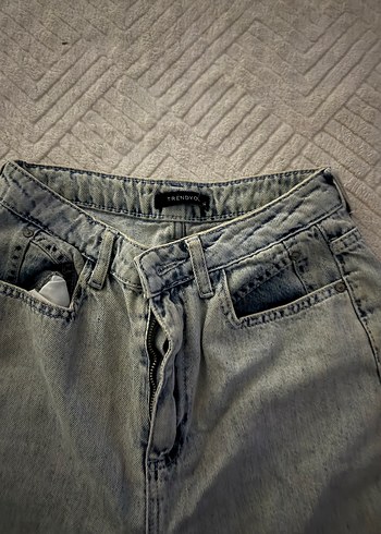 Gri Kadın Bol Kesim Midi Denim Pantolon - Görsel 2