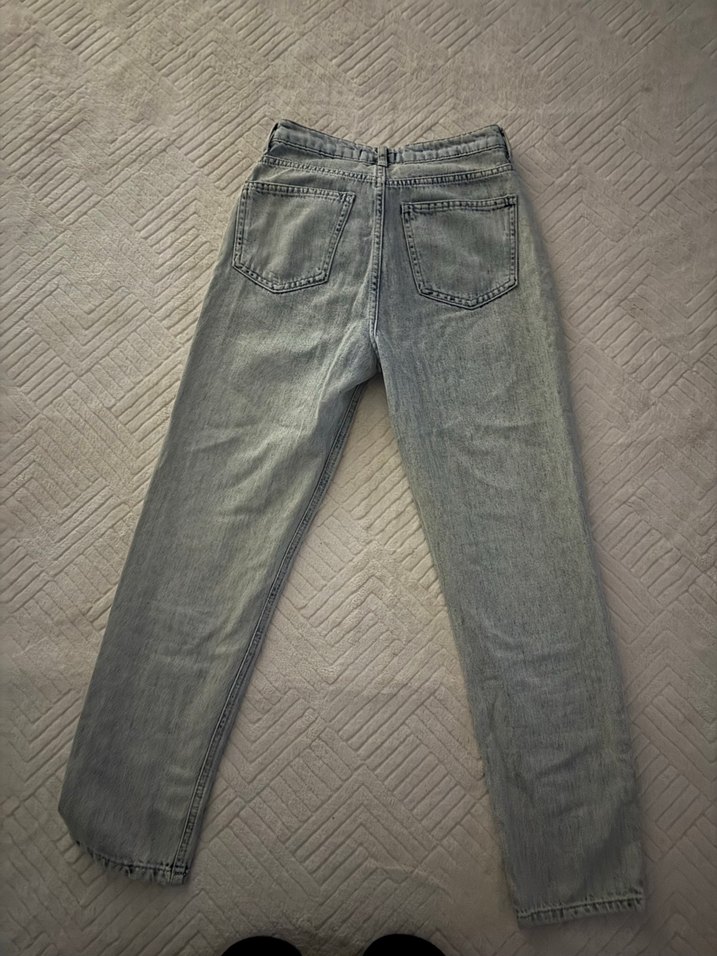 Gri Kadın Bol Kesim Midi Denim Pantolon - Görsel 3