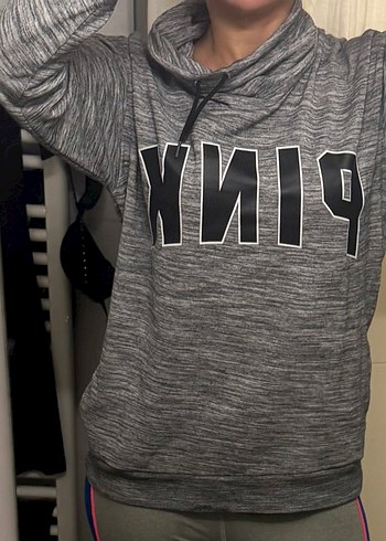 Kadın Gri Fermuarlı Yaka Sweatshirt - Görsel 5