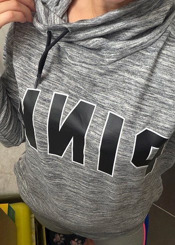 Kadın Gri Fermuarlı Yaka Sweatshirt - Görsel 3