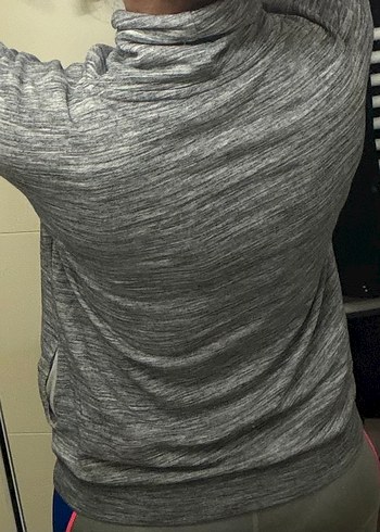 Kadın Gri Fermuarlı Yaka Sweatshirt - Görsel 2