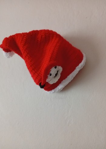 Kız Çocuk Kırmızı beyaz Örgü Pelerin ve bere - Görsel 7