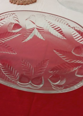 Nakış Desenli Şeffaf Cam Tabak - Görsel 2