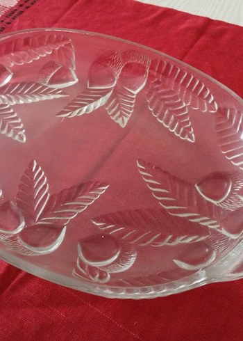 Nakış Desenli Şeffaf Cam Tabak - Görsel 4