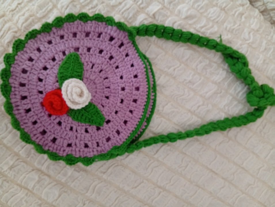 Renkli Nakışlı Örgü kız çocuk Çanta - Görsel 2