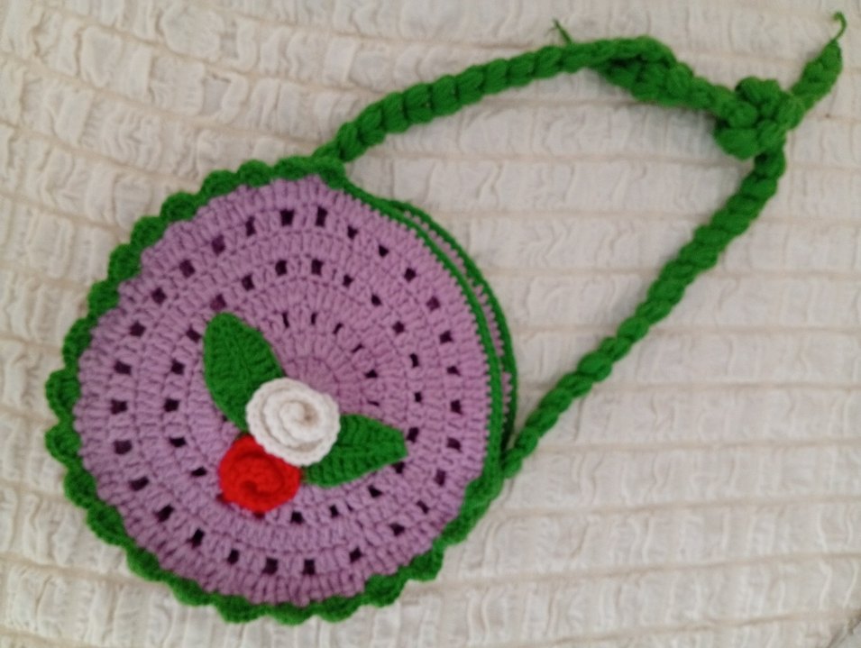 Renkli Nakışlı Örgü kız çocuk Çanta - Görsel 3