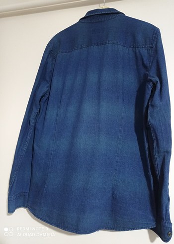 m Beden mavi Renk Erkek Mavi Kot Denim Uzun Kollu Gömlek