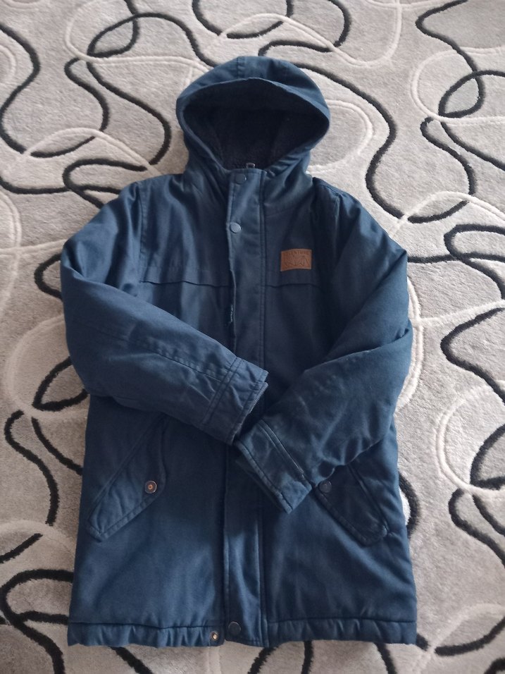 Erkek Çocuk Kapüşonlu Mavi Mont - Görsel 2