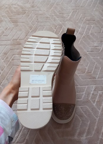 Bej Payetli Platform Topuklu Kadın Bot - Görsel 5