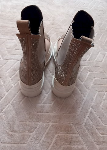 Bej Payetli Platform Topuklu Kadın Bot - Görsel 9