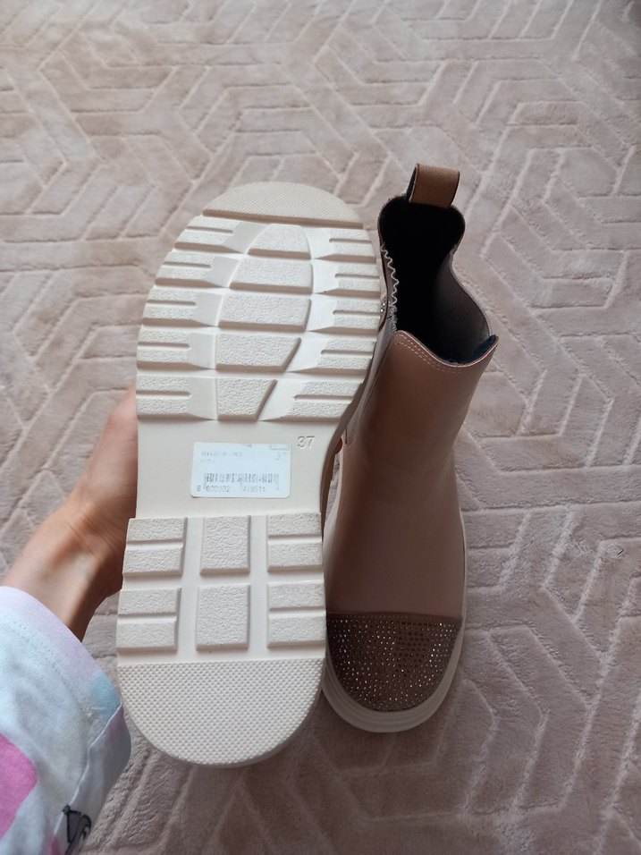 Bej Payetli Platform Topuklu Kadın Bot - Görsel 5