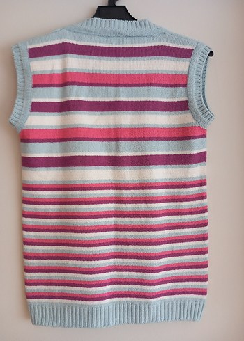 Çizgili Pastel Renkli Kadın Triko Süveter - Görsel 3