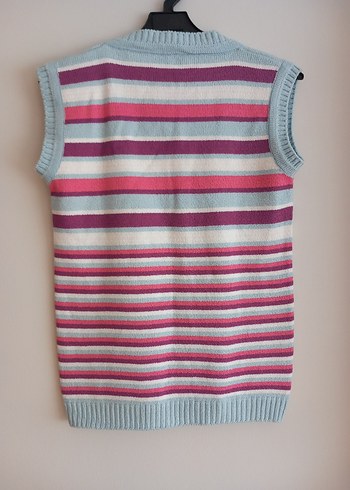 Çizgili Pastel Renkli Kadın Triko Süveter - Görsel 4