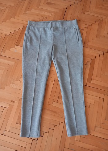 Düğmeli Gri Kadın Kumaş Pantolon - Görsel 2