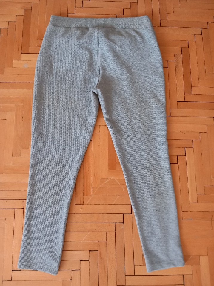 Düğmeli Gri Kadın Kumaş Pantolon - Görsel 3