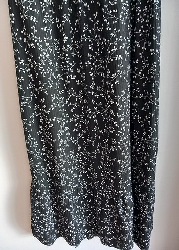 Siyah Bağlama Desenli Uzun Elbise - Görsel 4