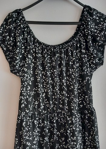 Siyah Bağlama Desenli Uzun Elbise - Görsel 3