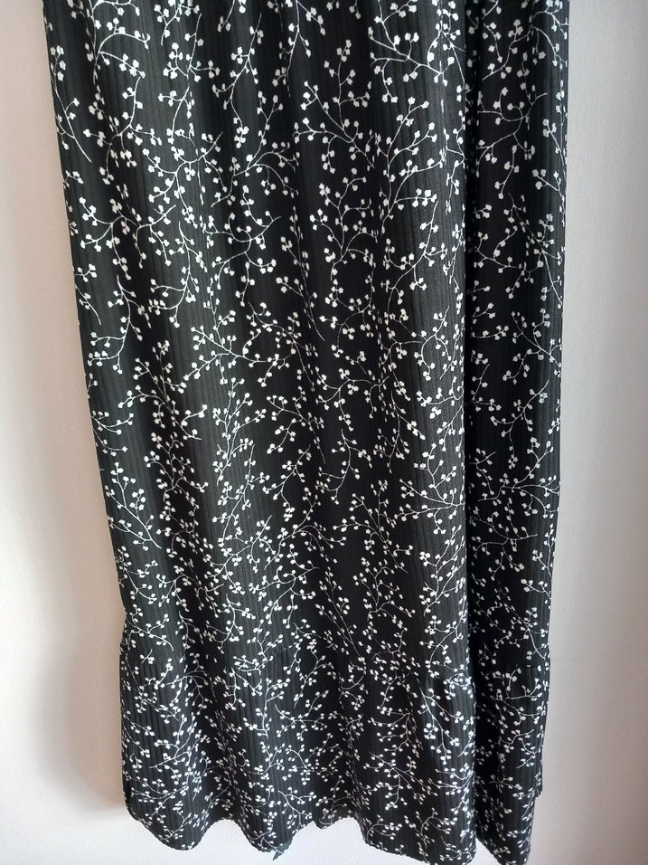 Siyah Bağlama Desenli Uzun Elbise - Görsel 4