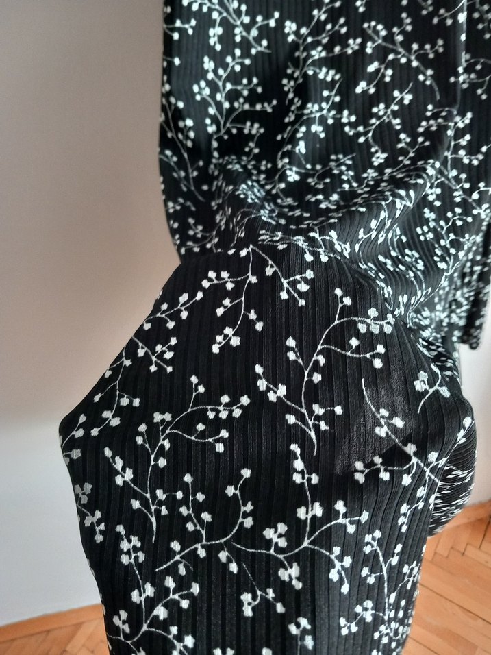 Siyah Bağlama Desenli Uzun Elbise - Görsel 5