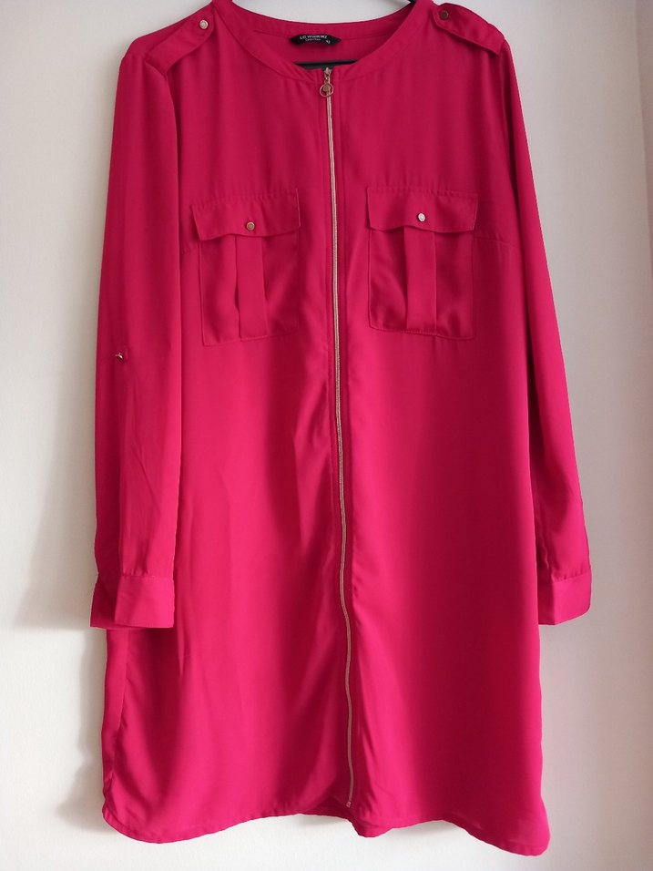 Pembe Fermuarlı Uzun Kadın Tunik - Görsel 2