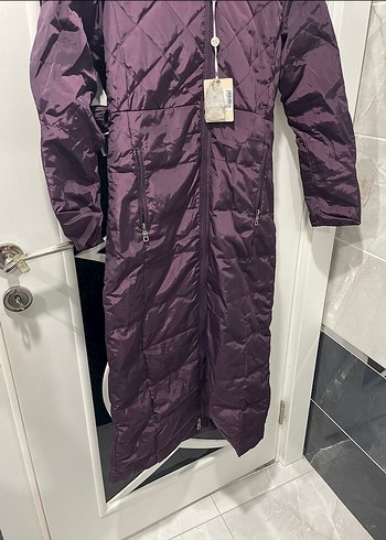 Mor Uzun Fermuarlı Kadın Mont - Görsel 2