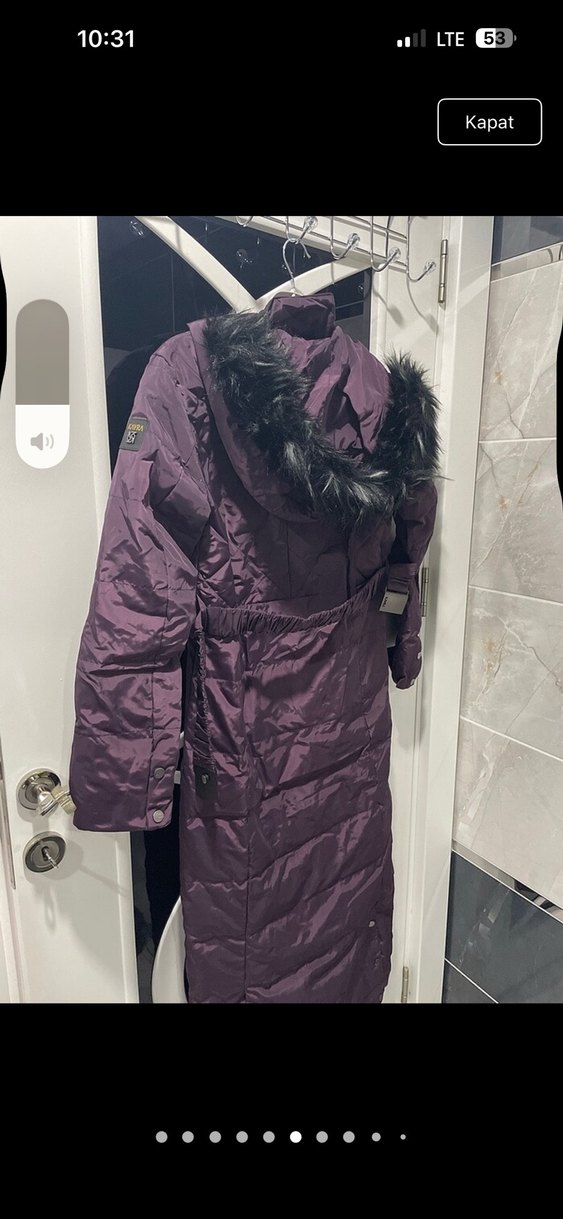 Mor Uzun Fermuarlı Kadın Mont - Görsel 4
