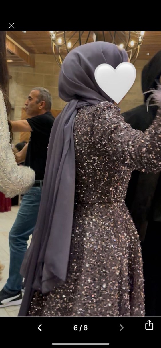 Parlak Mor Uzun Kollu Tesettür Abiye - Görsel 3