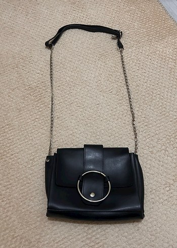 Siyah Deri Tokalı Kadın Çanta - Görsel 3