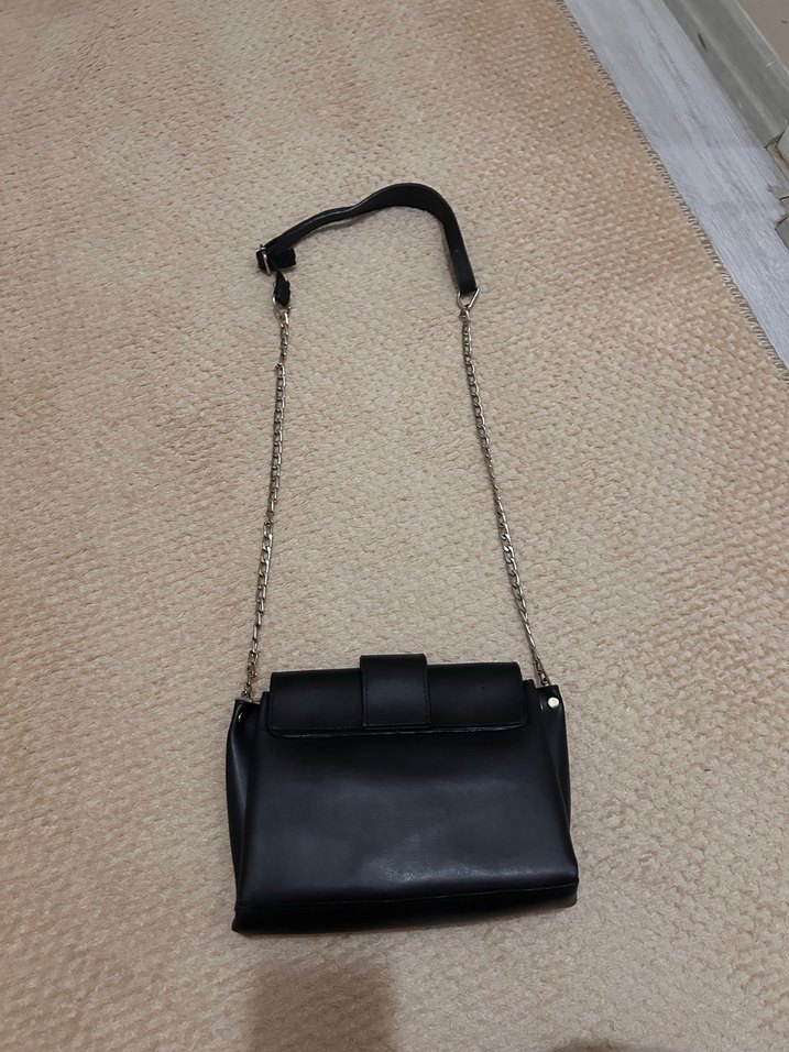 Siyah Deri Tokalı Kadın Çanta - Görsel 4