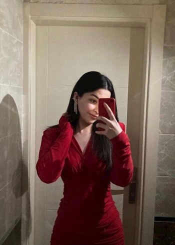 VICHY Kırmızı Drapeli Uzun Kollu Abiye Elbise