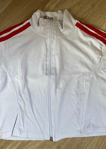 Kız Beyaz Fermuarlı Yüksek Yakalı Crop - Görsel 2