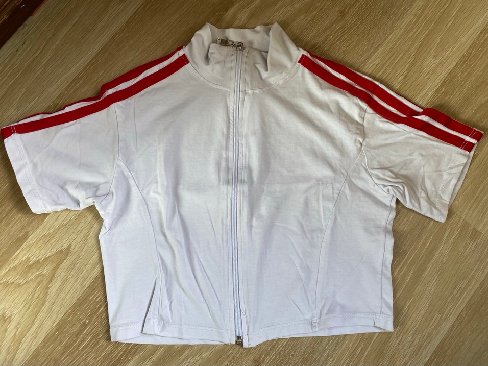 Kız Beyaz Fermuarlı Yüksek Yakalı Crop - Görsel 2