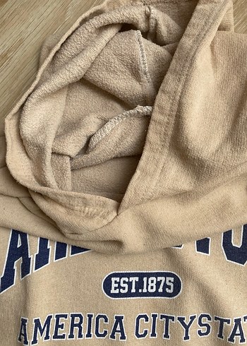 Bej Kapüşonlu Baskılı Oversize Sweatshirt - Görsel 3