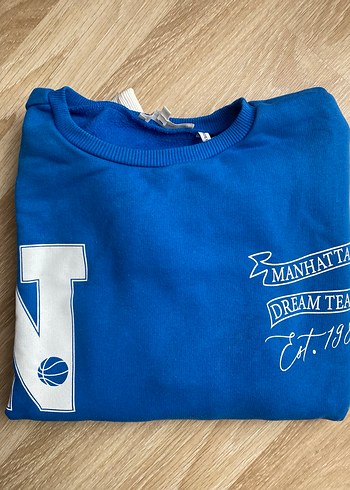 Mavi Gri Baskılı Rahat Sweatshirt - Görsel 4