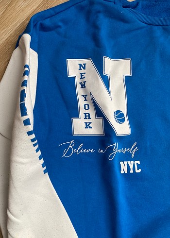 Mavi Gri Baskılı Rahat Sweatshirt - Görsel 2