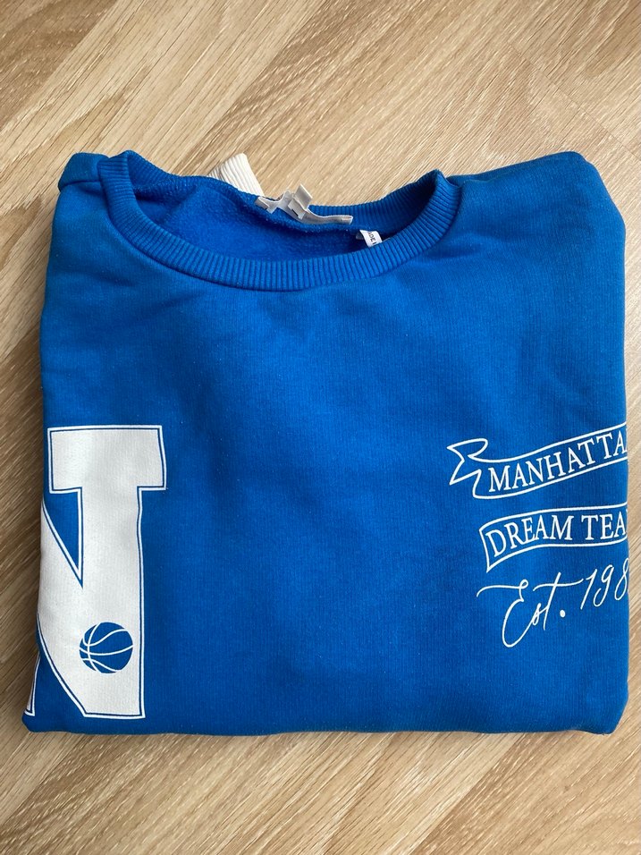 Mavi Gri Baskılı Rahat Sweatshirt - Görsel 4