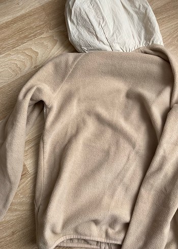 Bej Fermuarlı Kapüşonlu Kadın İnce Mont - Görsel 4