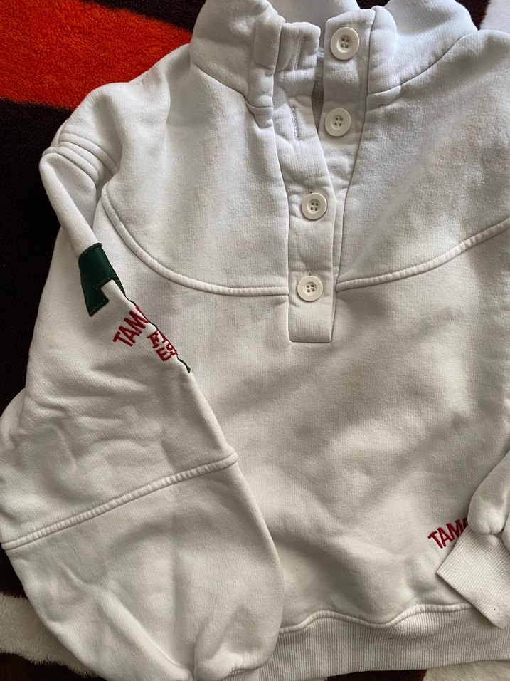 Düğmeli Beyaz Kadın Sweatshirt - Görsel 2