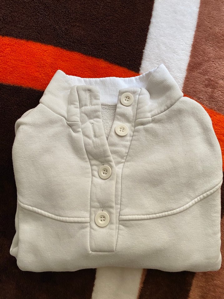 Düğmeli Beyaz Kadın Sweatshirt - Görsel 5