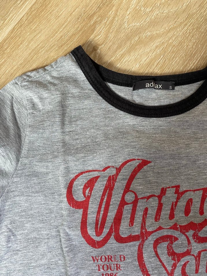 Gri Vintage Baskılı Kadın Tişört - Görsel 2