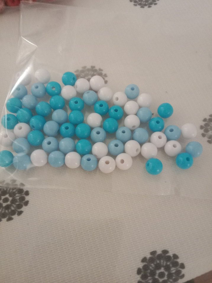 Turkuaz ve Beyaz Çakıl Taşlı boncuklar - Görsel 2