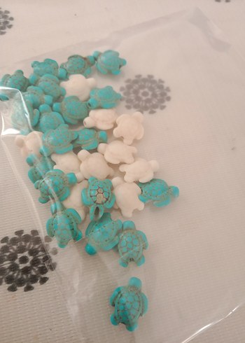 Turkuaz ve Beyaz Kaplumbağa şeklinde takı malzemeleri - Görsel 2