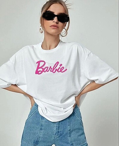 Beyaz Barbie Baskı T-Shirt