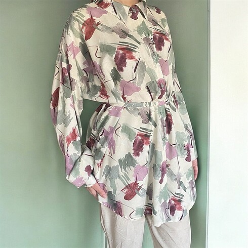 Viskon vintage tunik gömlek