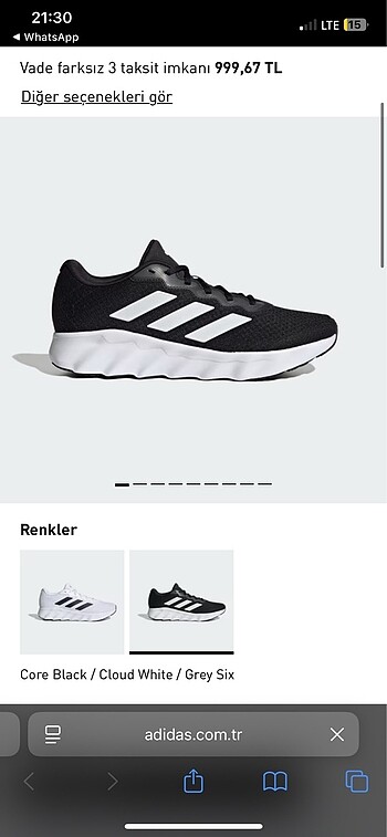 43 Beden siyah Renk Adidas switch move koşu erkek ayakkabısı