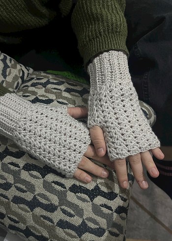 Gri Örgü Kadın Eldiven - Görsel 4