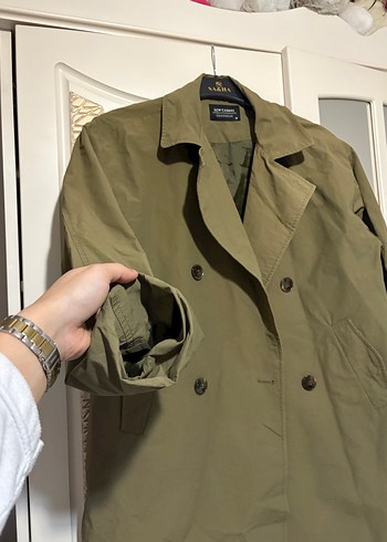 Kadın Haki Düğmeli Midi Trençkot - Görsel 2