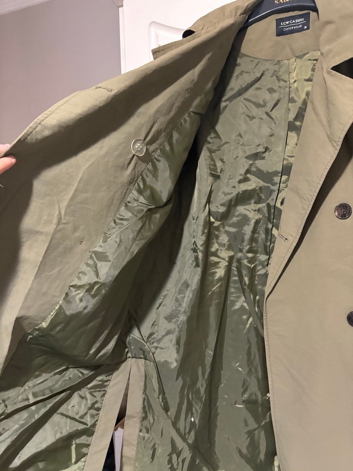 Kadın Haki Düğmeli Midi Trençkot - Görsel 4