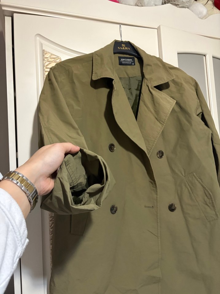 Kadın Haki Düğmeli Midi Trençkot - Görsel 2